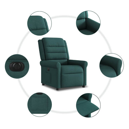 vidaXL Fauteuil relax électrique Vert foncé Tissu