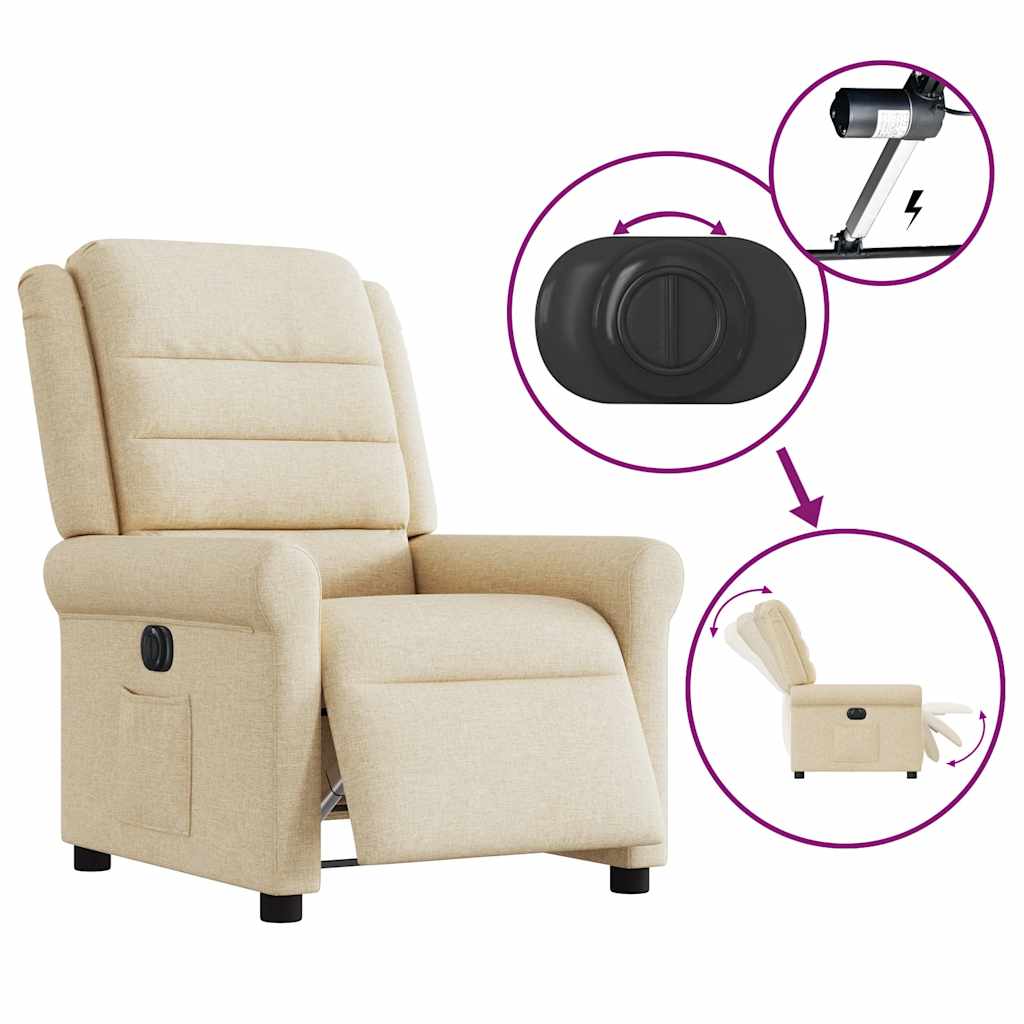 vidaXL Fauteuil de relaxation électrique crème tissu