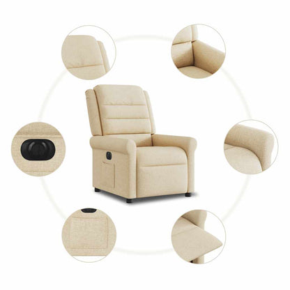 vidaXL Fauteuil de relaxation électrique crème tissu