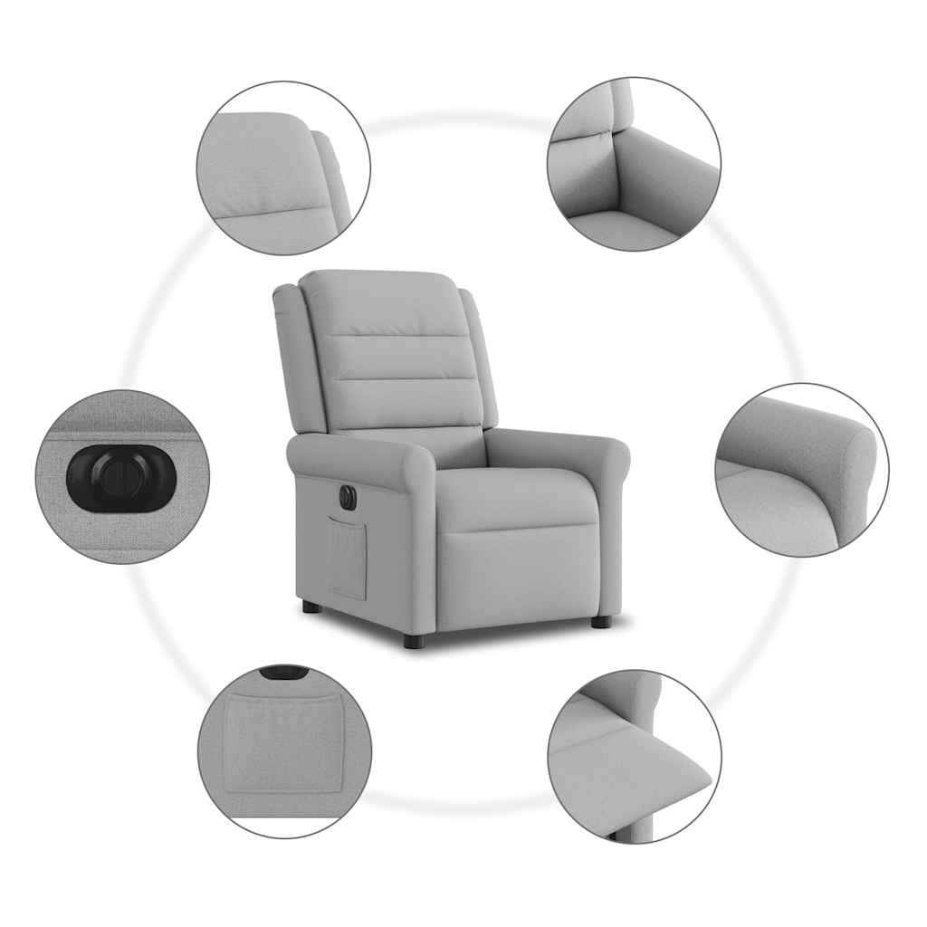 vidaXL Fauteuil relax électrique gris nuage en tissu