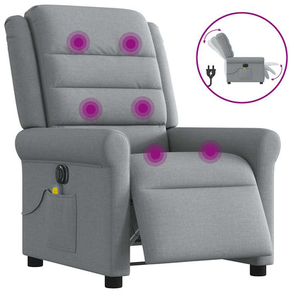 vidaXL Fauteuil de massage électrique Gris clair Tissu