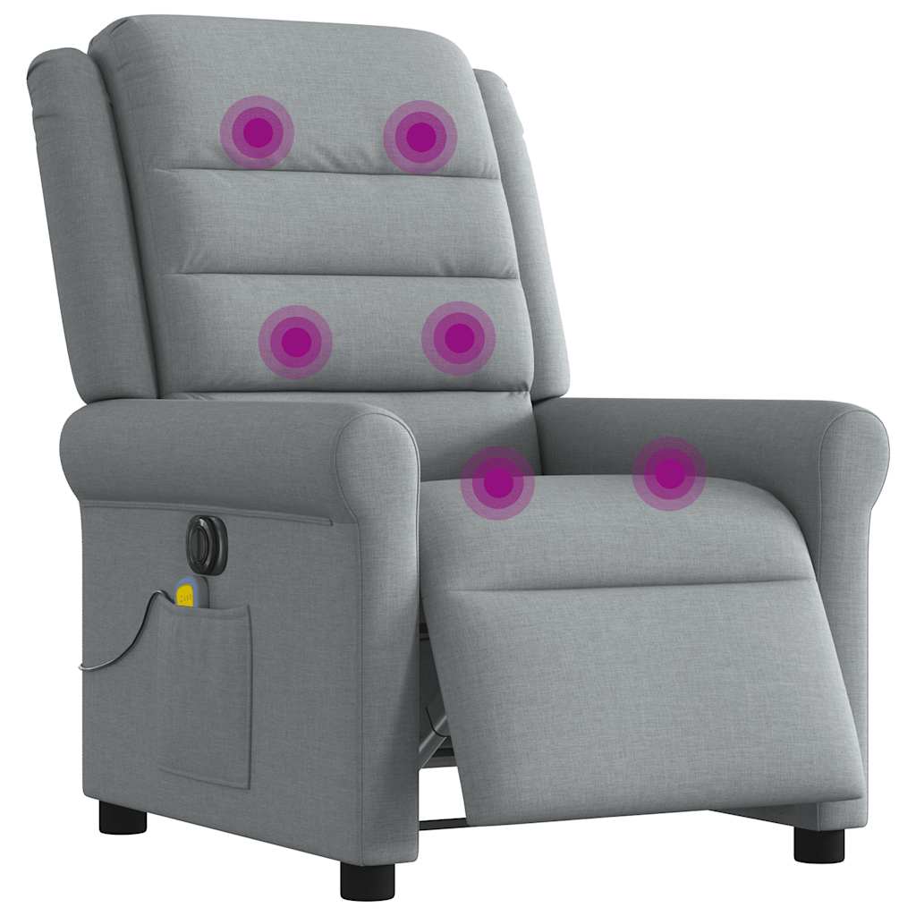 vidaXL Fauteuil de massage électrique Gris clair Tissu