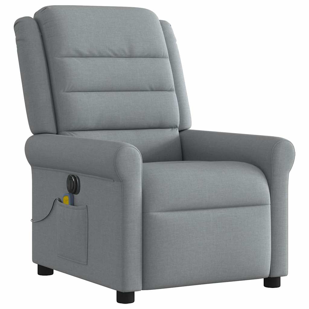 vidaXL Fauteuil de massage électrique Gris clair Tissu