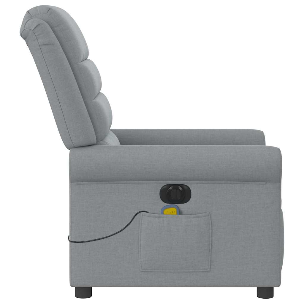 vidaXL Fauteuil de massage électrique Gris clair Tissu