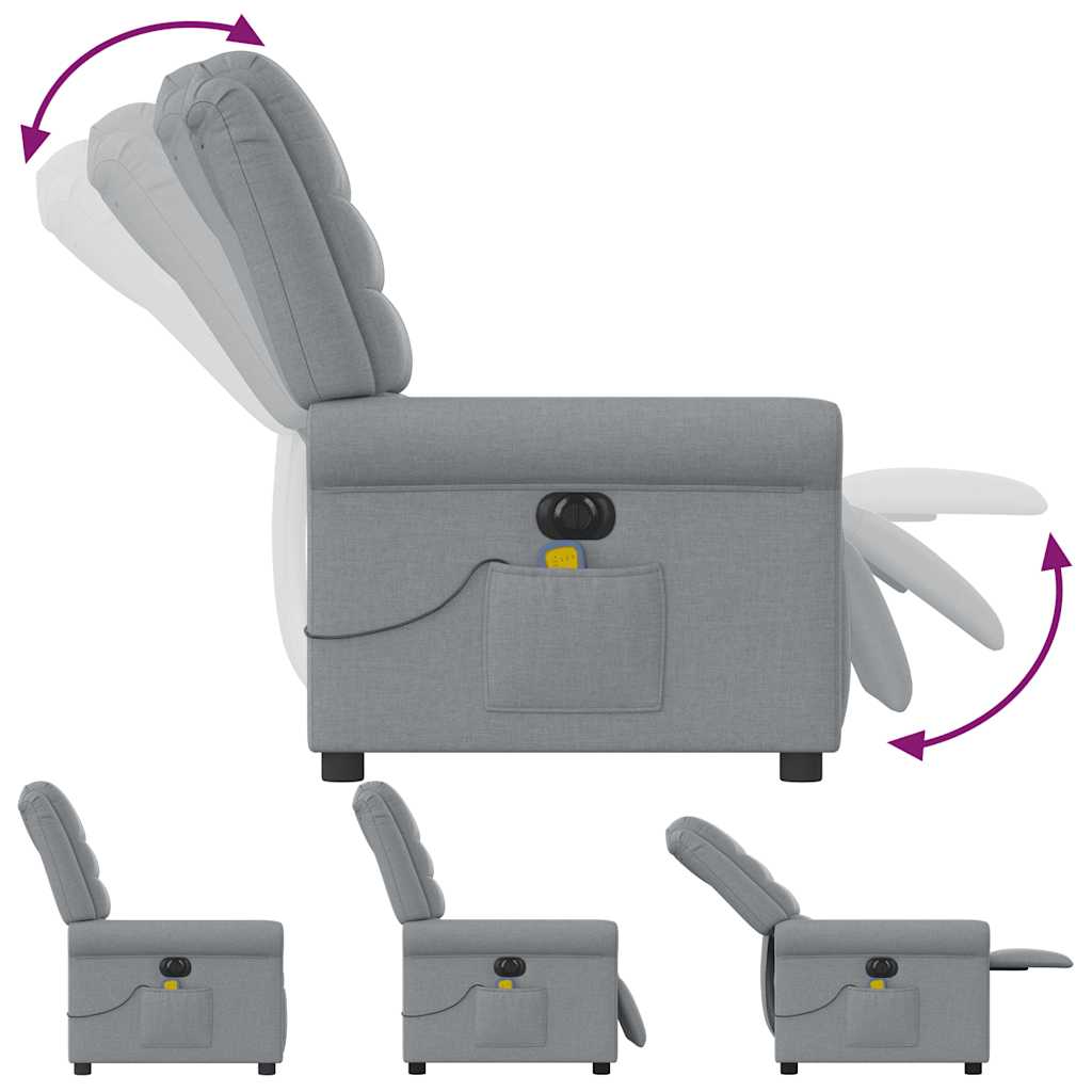 vidaXL Fauteuil de massage électrique Gris clair Tissu