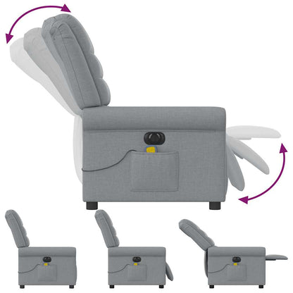 vidaXL Fauteuil de massage électrique Gris clair Tissu