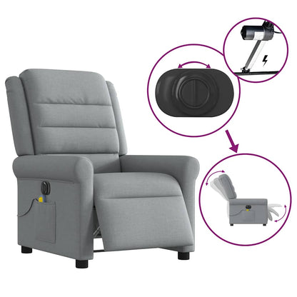 vidaXL Fauteuil de massage électrique Gris clair Tissu