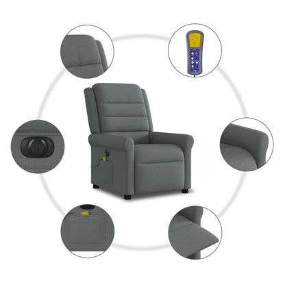 vidaXL Fauteuil de massage électrique Gris foncé Tissu
