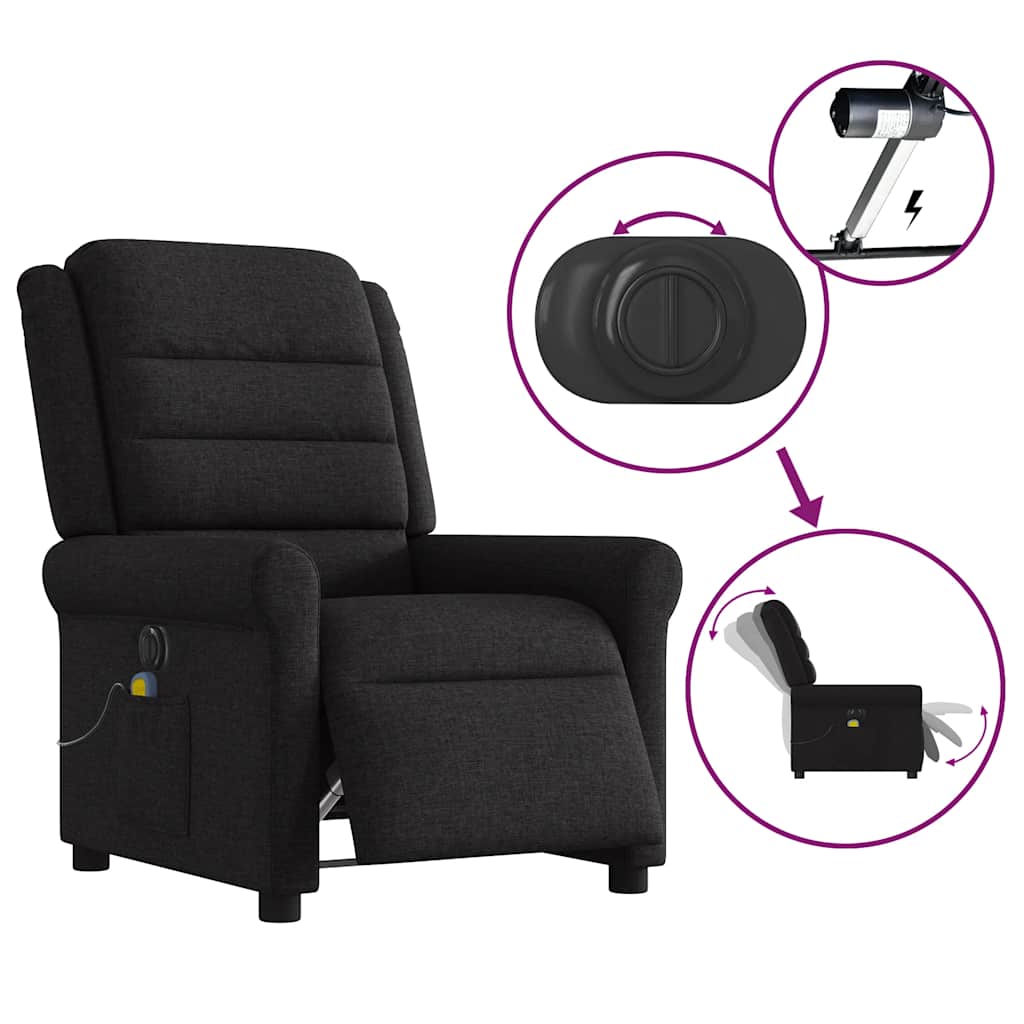 vidaXL Fauteuil de massage électrique Noir Tissu