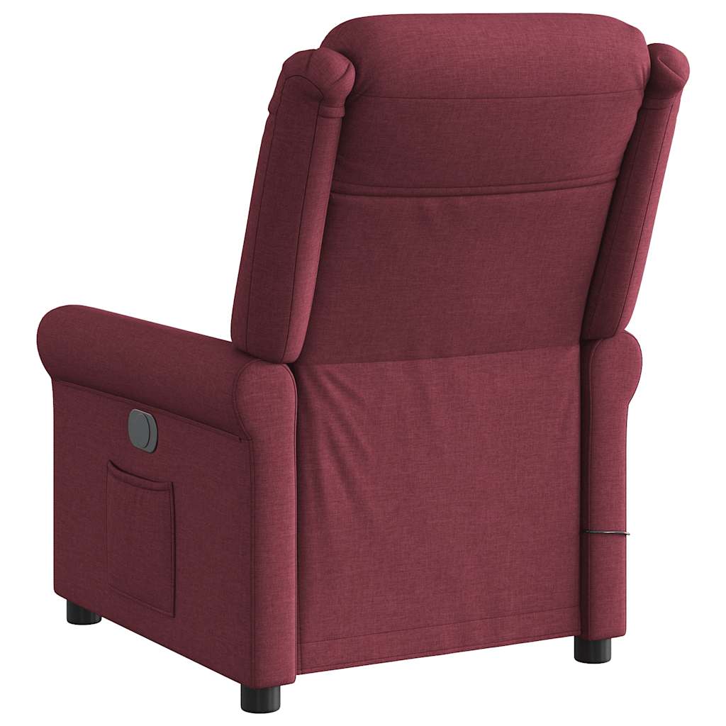 vidaXL Fauteuil de massage électrique en tissu rouge bordeaux