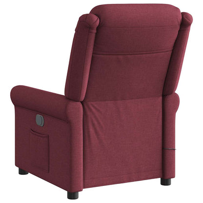 vidaXL Fauteuil de massage électrique en tissu rouge bordeaux