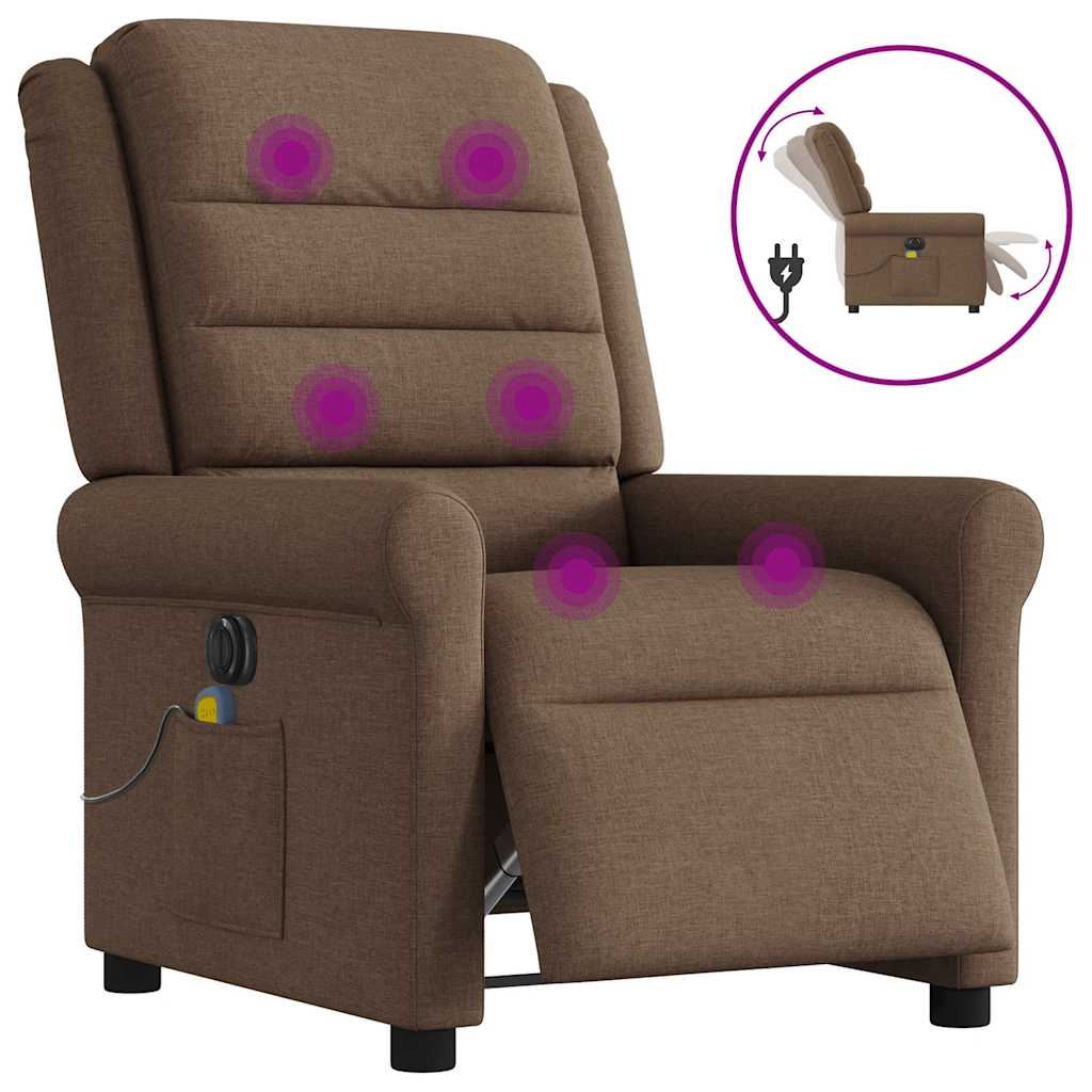 vidaXL Massagesessel Elektrisch Braun Stoff