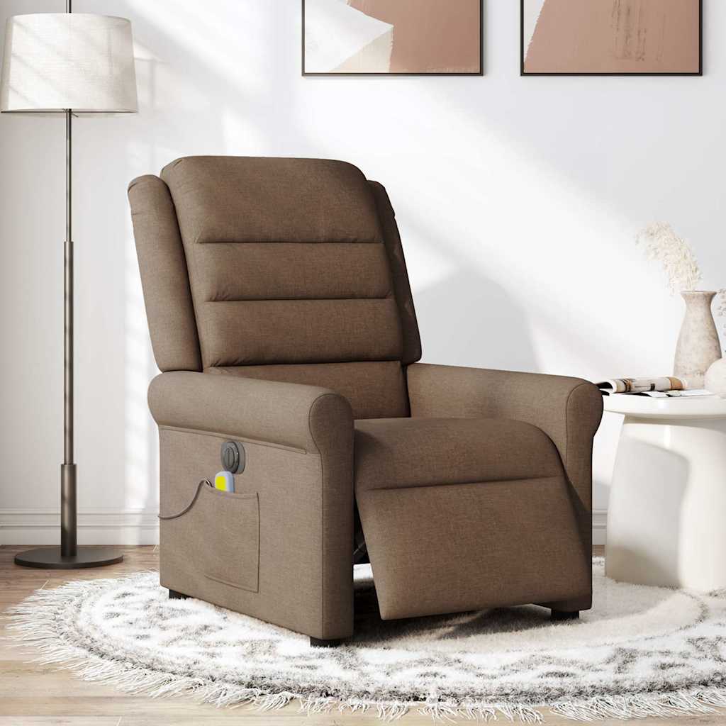 vidaXL Massagesessel Elektrisch Braun Stoff