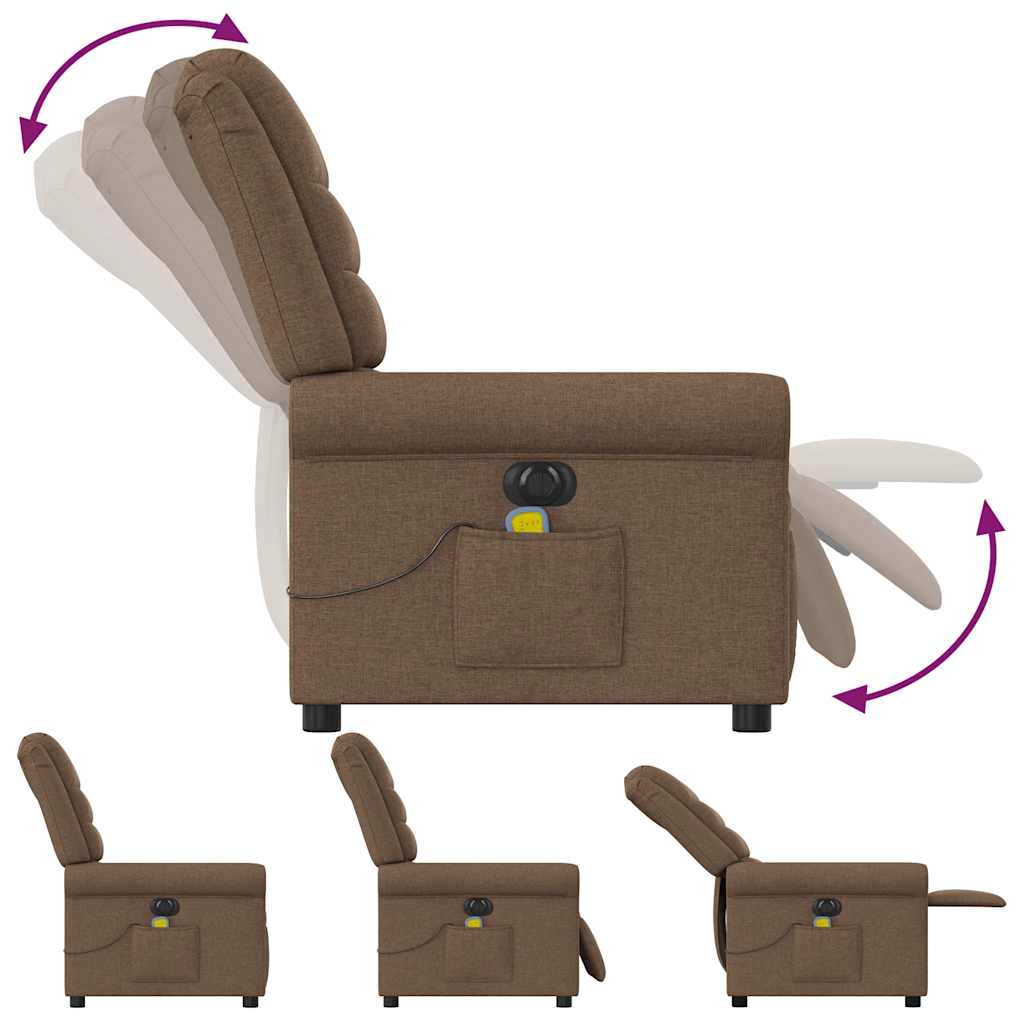 vidaXL Massagesessel Elektrisch Braun Stoff