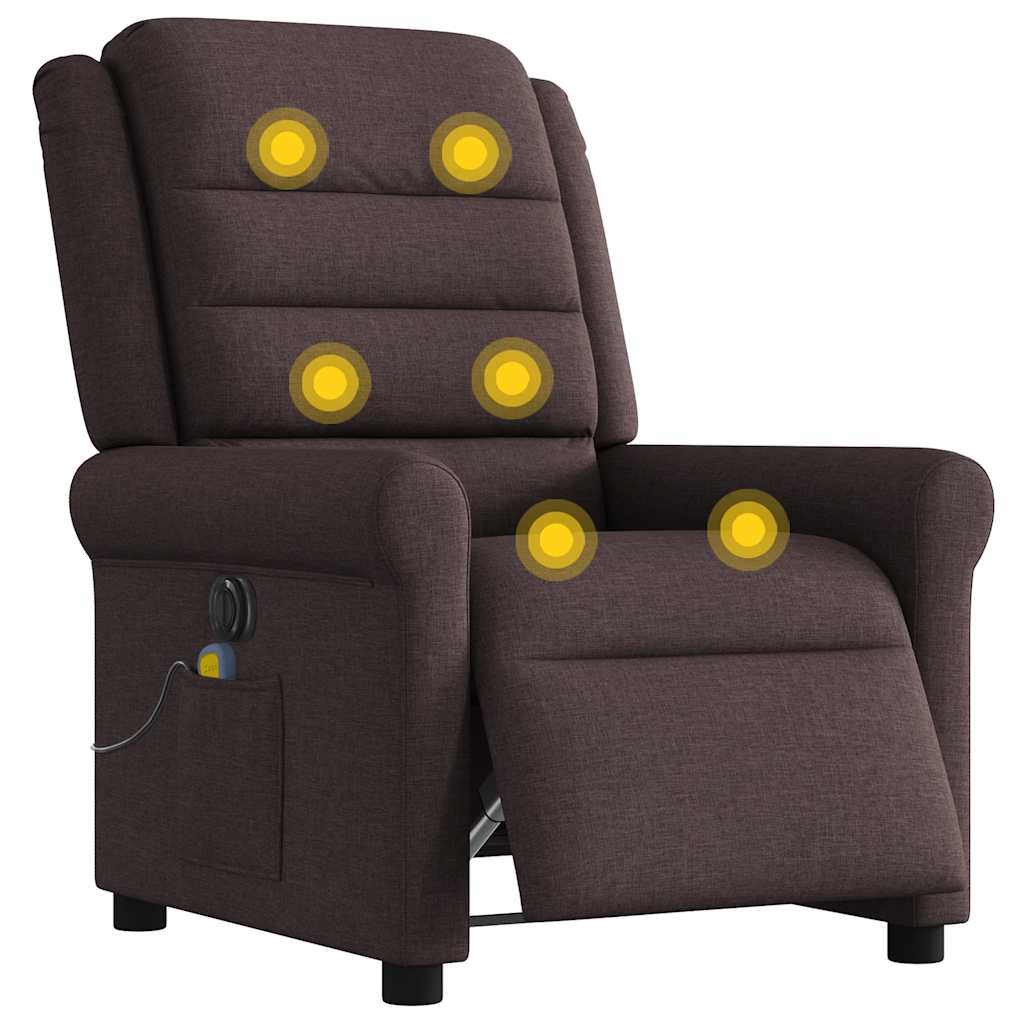 vidaXL Massagesessel Elektrisch Dunkelbraun Stoff