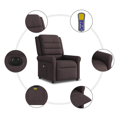 vidaXL Massagesessel Elektrisch Dunkelbraun Stoff