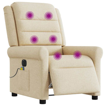 vidaXL Fauteuil de massage électrique Crème Tissu