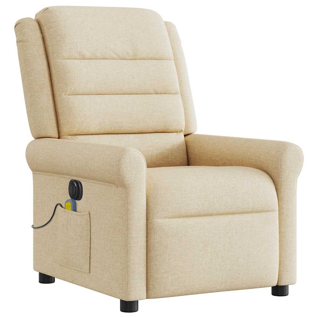 vidaXL Fauteuil de massage électrique Crème Tissu