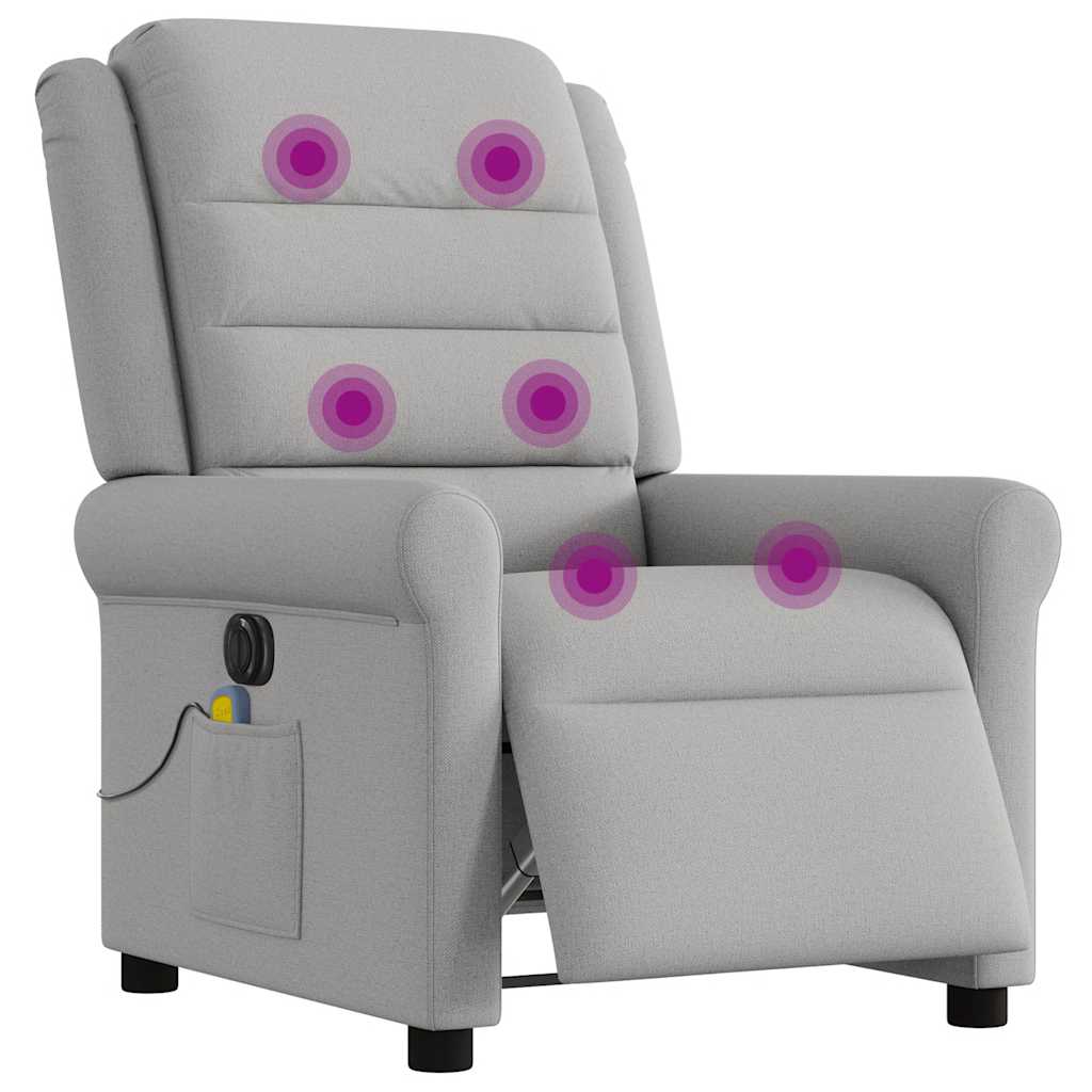 vidaXL Fauteuil de massage électrique Gris nuage en tissu
