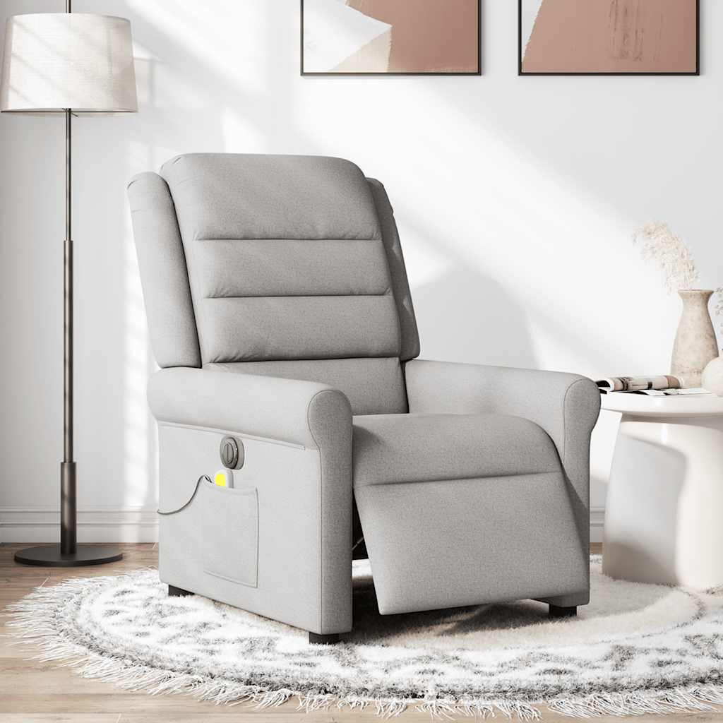 vidaXL Fauteuil de massage électrique Gris nuage en tissu