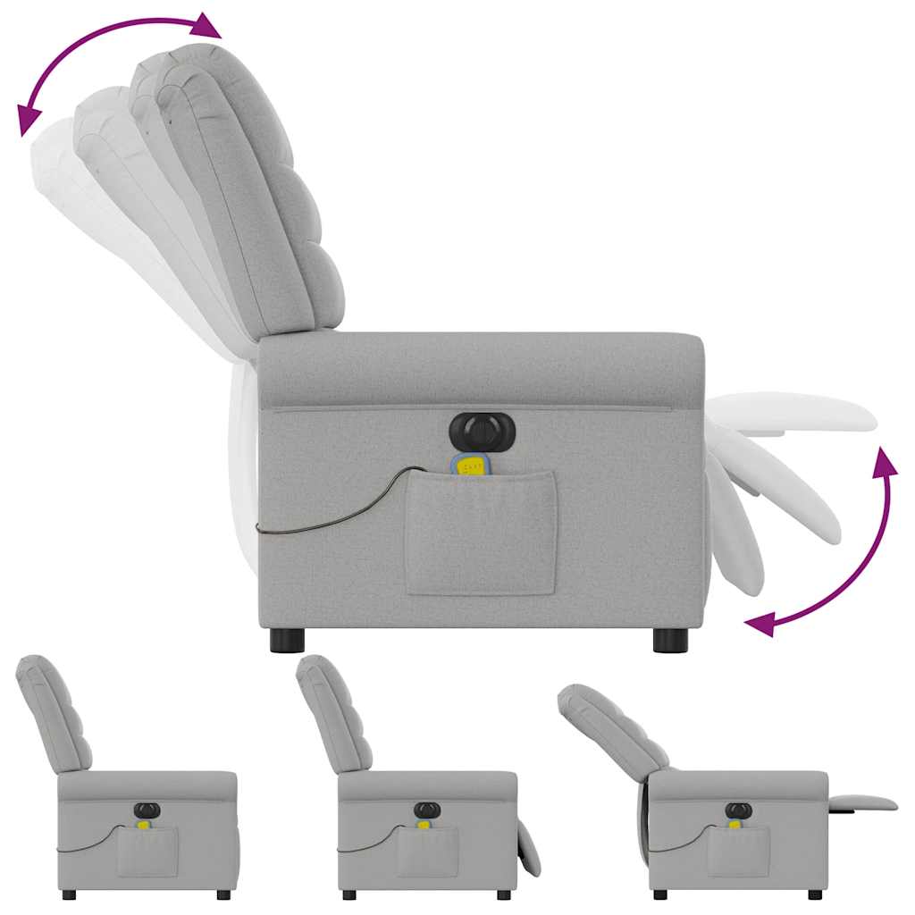 vidaXL Fauteuil de massage électrique Gris nuage en tissu