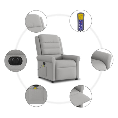 vidaXL Fauteuil de massage électrique Gris nuage en tissu
