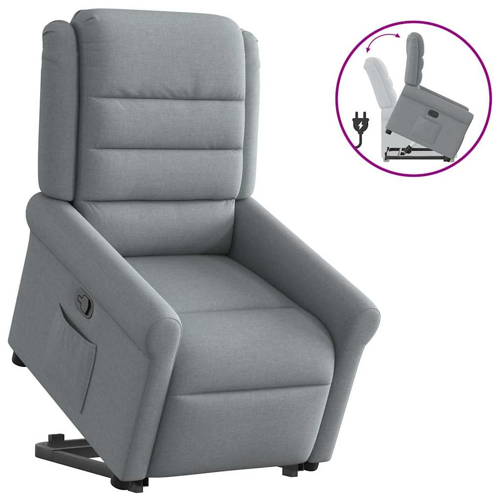 vidaXL Relaxsessel mit Aufstehhilfe Hellgrau Stoff