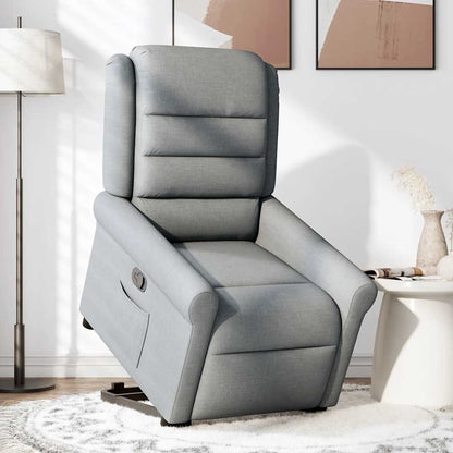 vidaXL Relaxsessel mit Aufstehhilfe Hellgrau Stoff