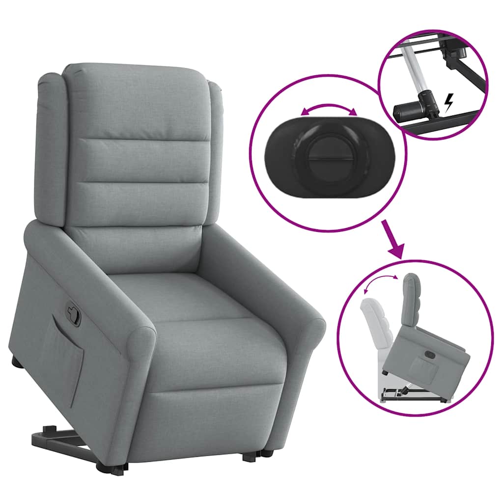 vidaXL Relaxsessel mit Aufstehhilfe Hellgrau Stoff