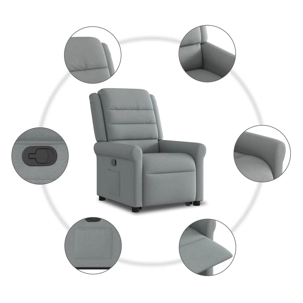 vidaXL Relaxsessel mit Aufstehhilfe Hellgrau Stoff