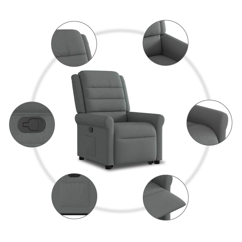 vidaXL Relaxsessel mit Aufstehhilfe Dunkelgrau Stoff