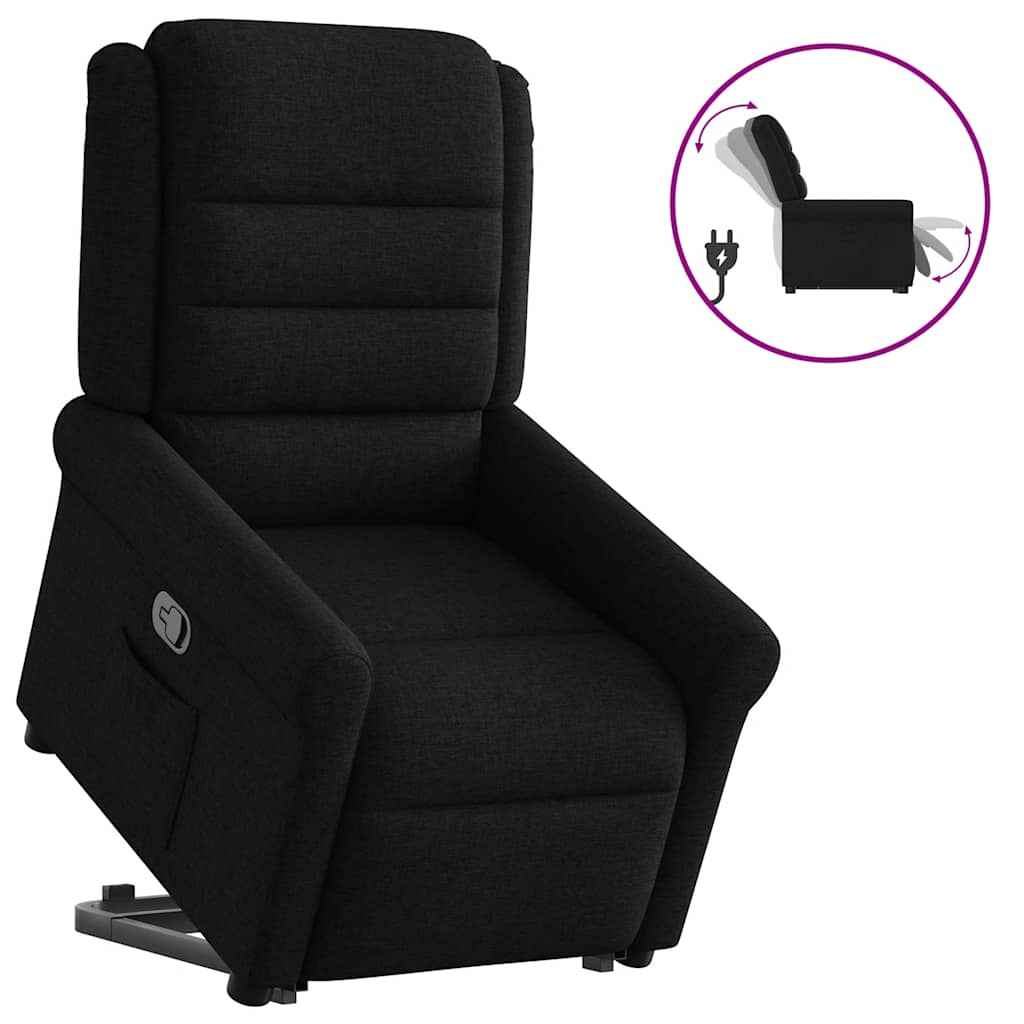 vidaXL Relaxsessel mit Aufstehhilfe Schwarz Stoff