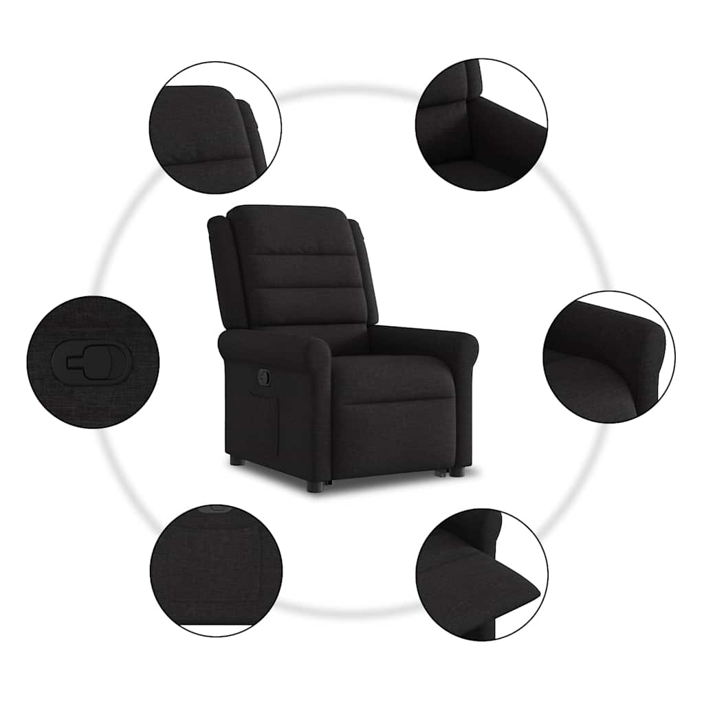 vidaXL Relaxsessel mit Aufstehhilfe Schwarz Stoff