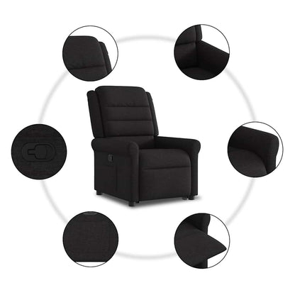 vidaXL Relaxsessel mit Aufstehhilfe Schwarz Stoff