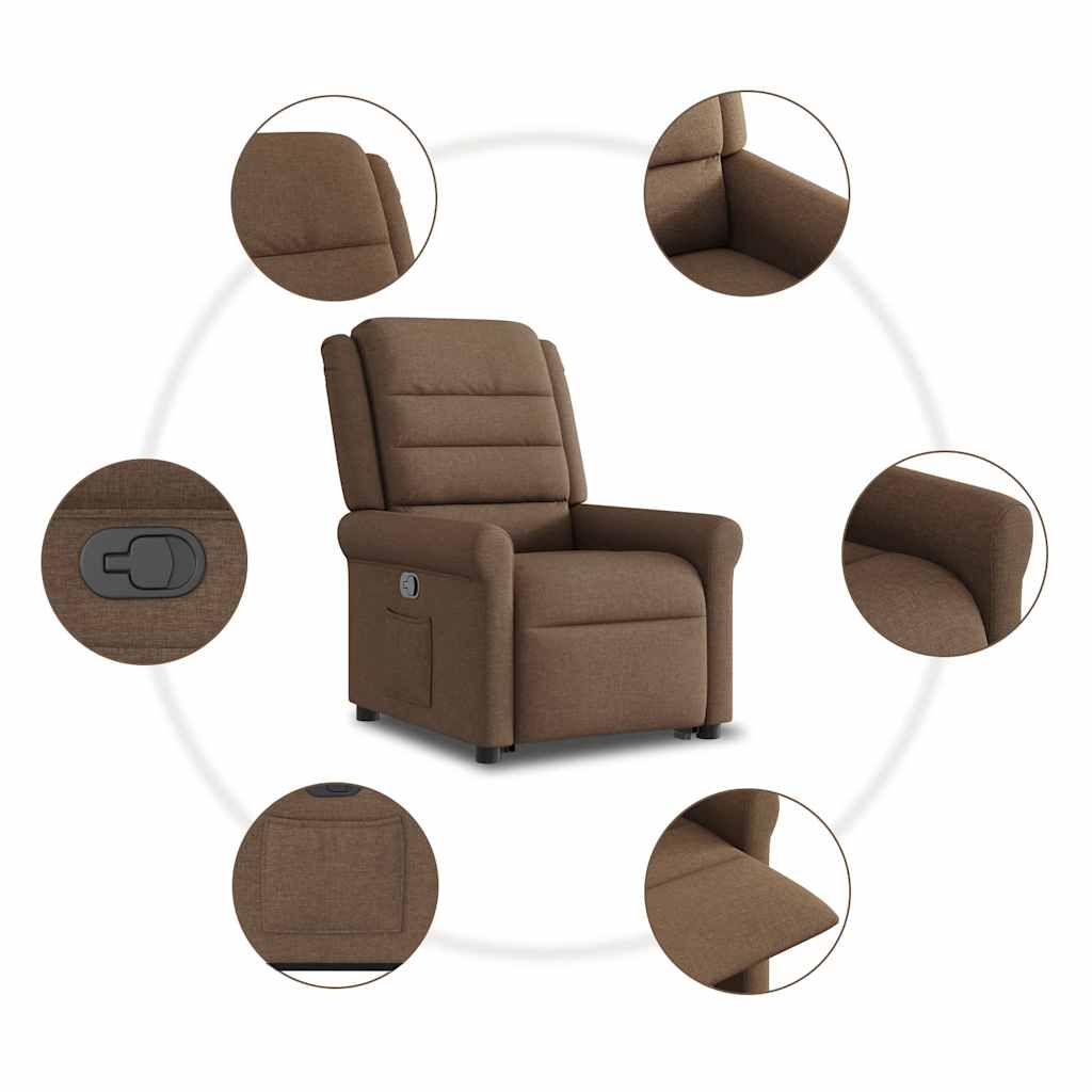 vidaXL Fauteuil inclinable releveur marron tissu