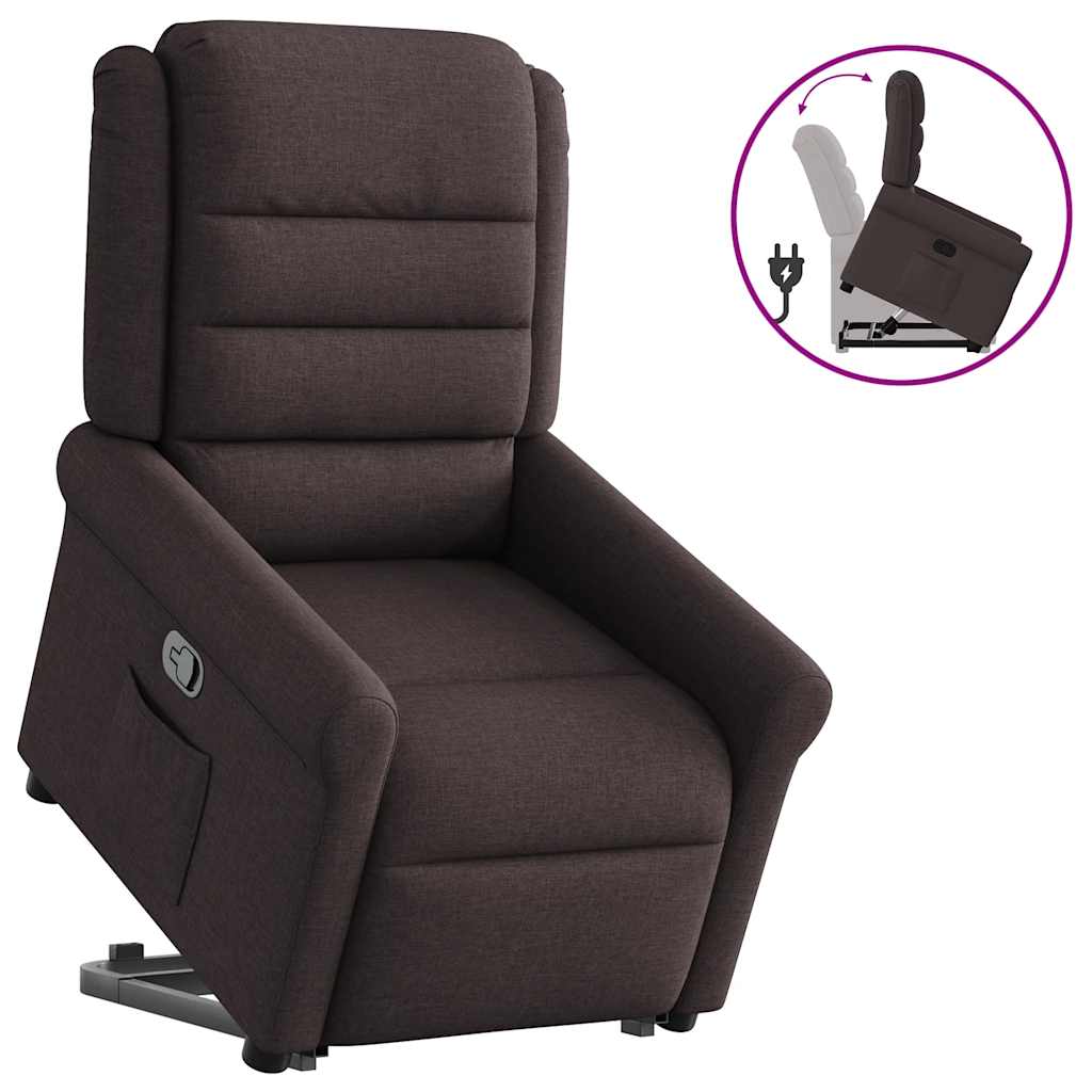 vidaXL Relaxsessel mit Aufstehhilfe Dunkelbraun Stoff