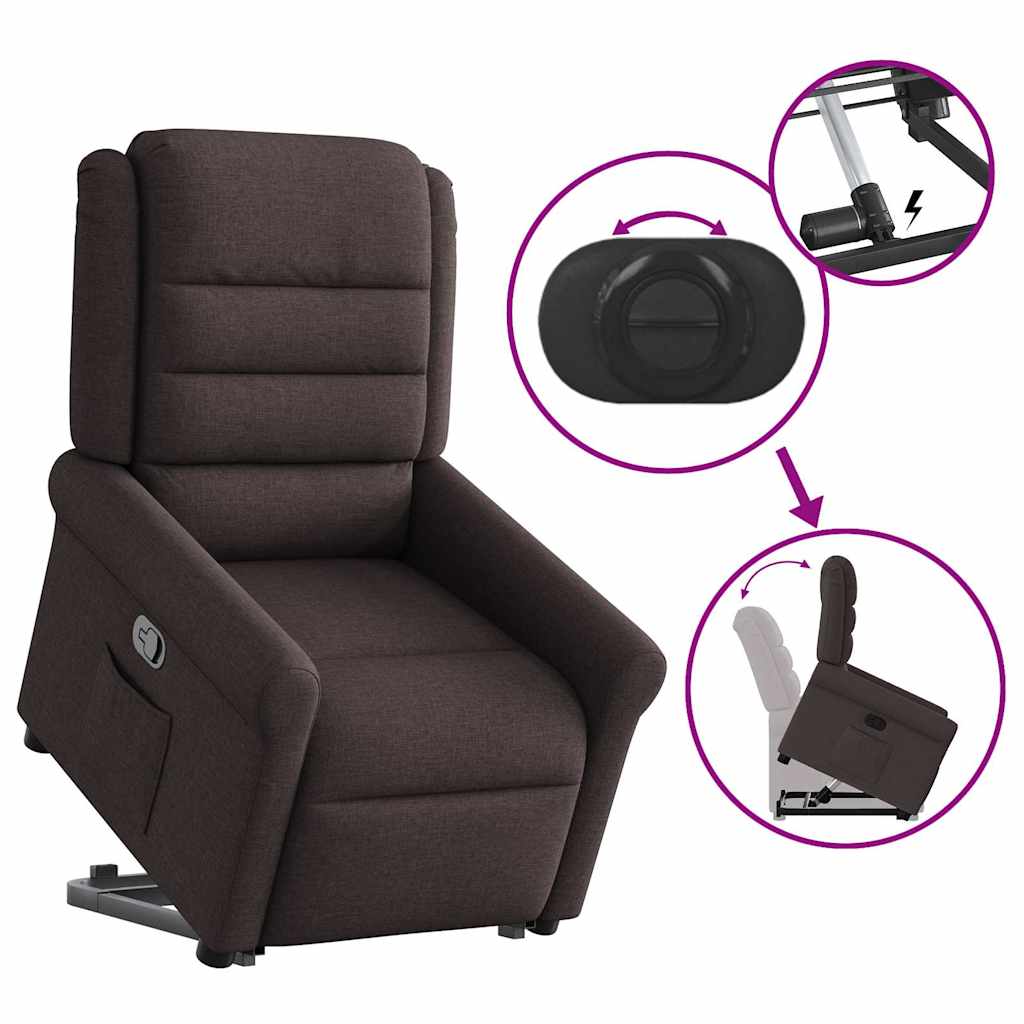 vidaXL Relaxsessel mit Aufstehhilfe Dunkelbraun Stoff