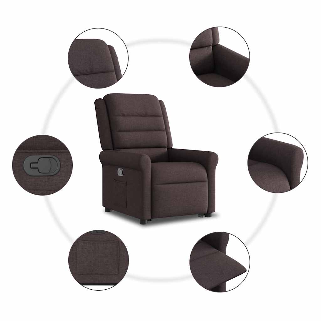 vidaXL Relaxsessel mit Aufstehhilfe Dunkelbraun Stoff