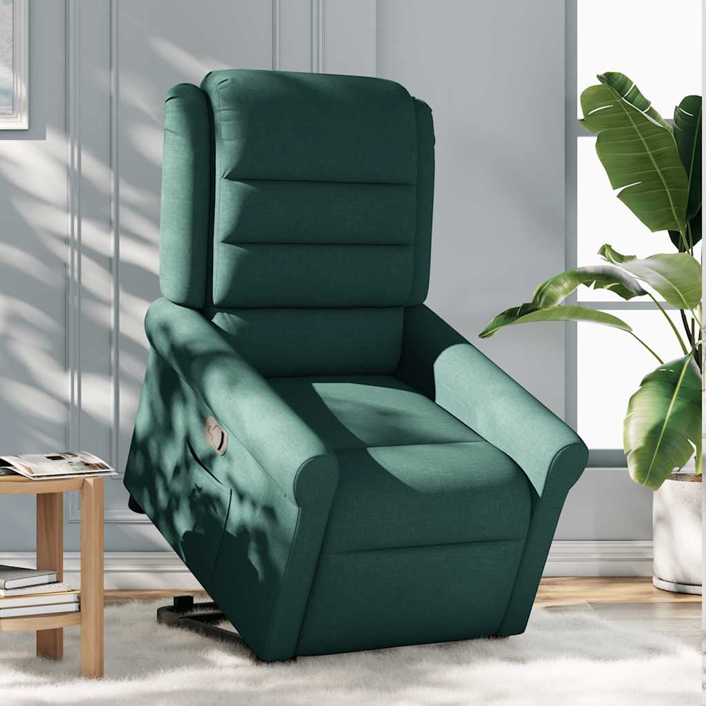 vidaXL Fauteuil relax releveur vert foncé tissu