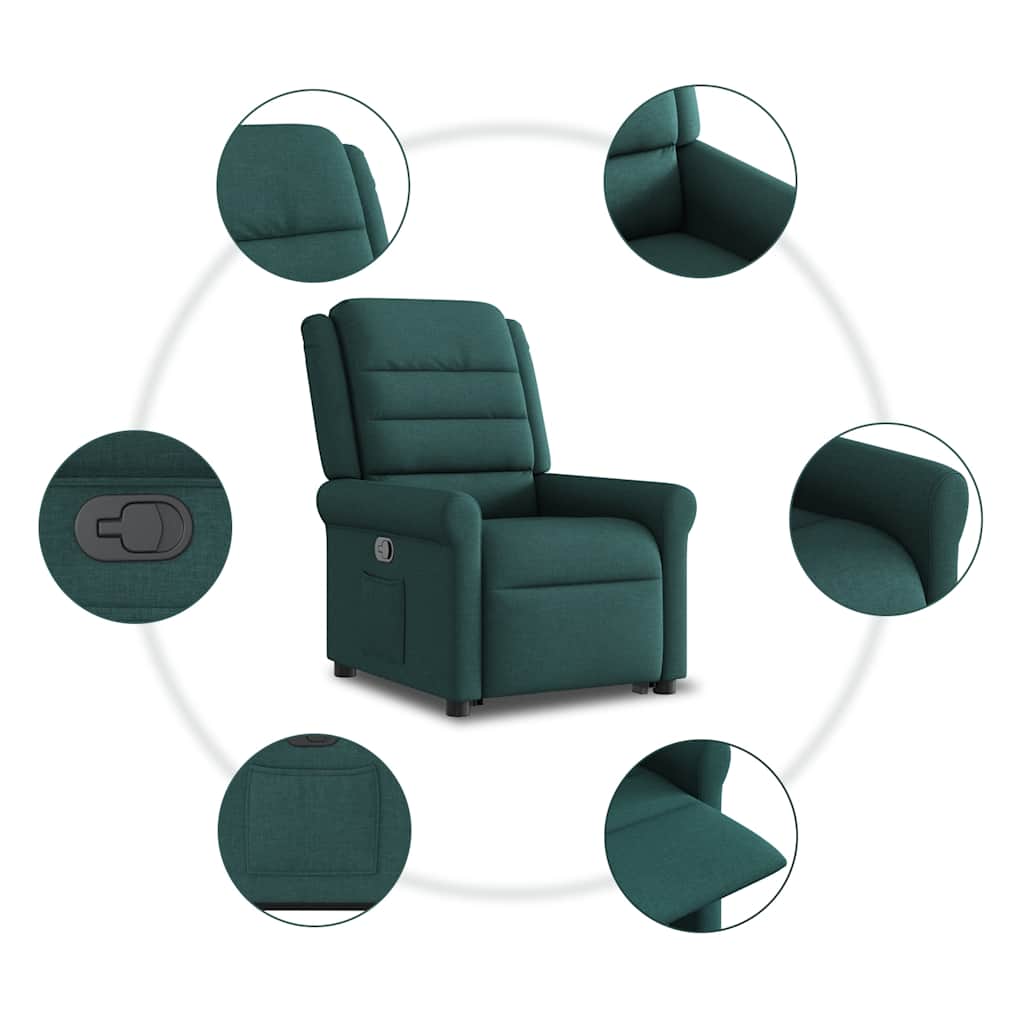 vidaXL Fauteuil relax releveur vert foncé tissu