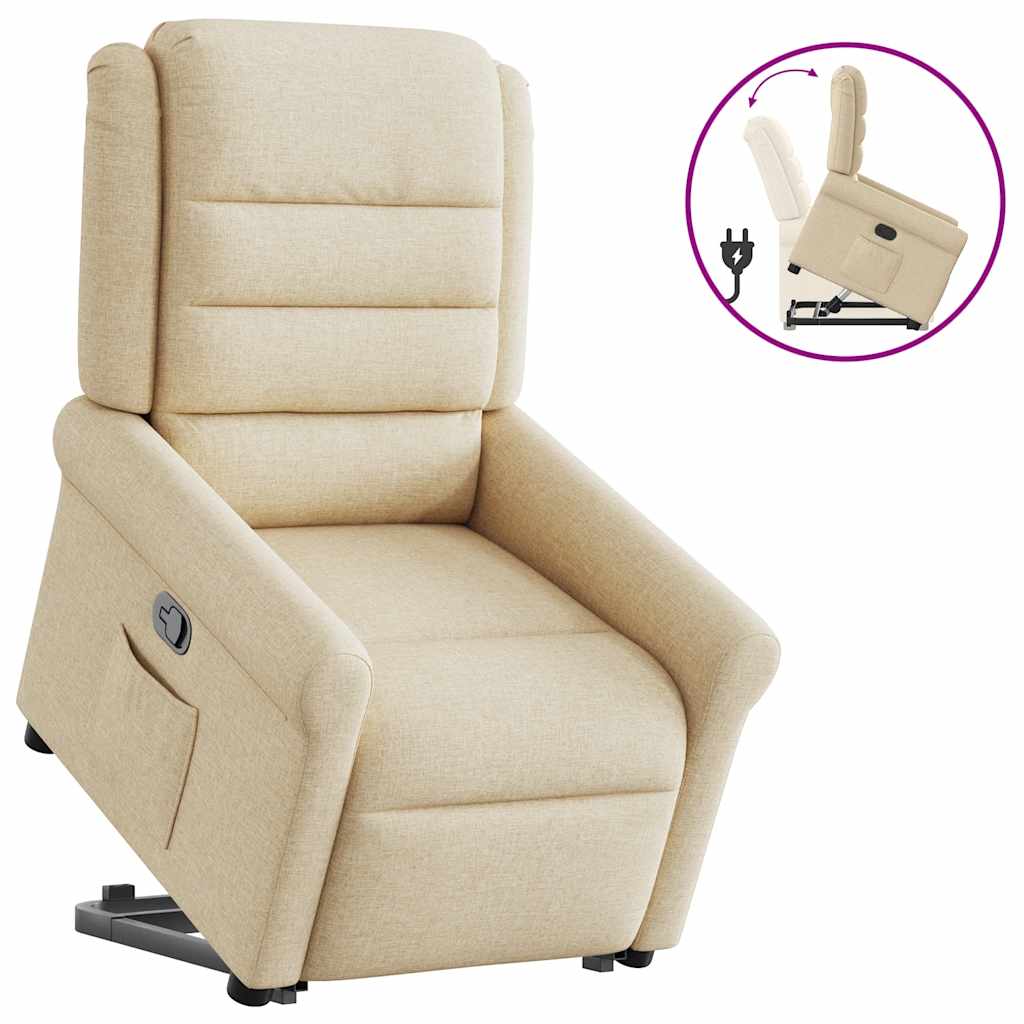 vidaXL Fauteuil relax électrique crème en tissu