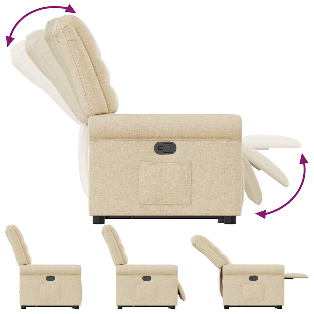 vidaXL Fauteuil relax électrique crème en tissu