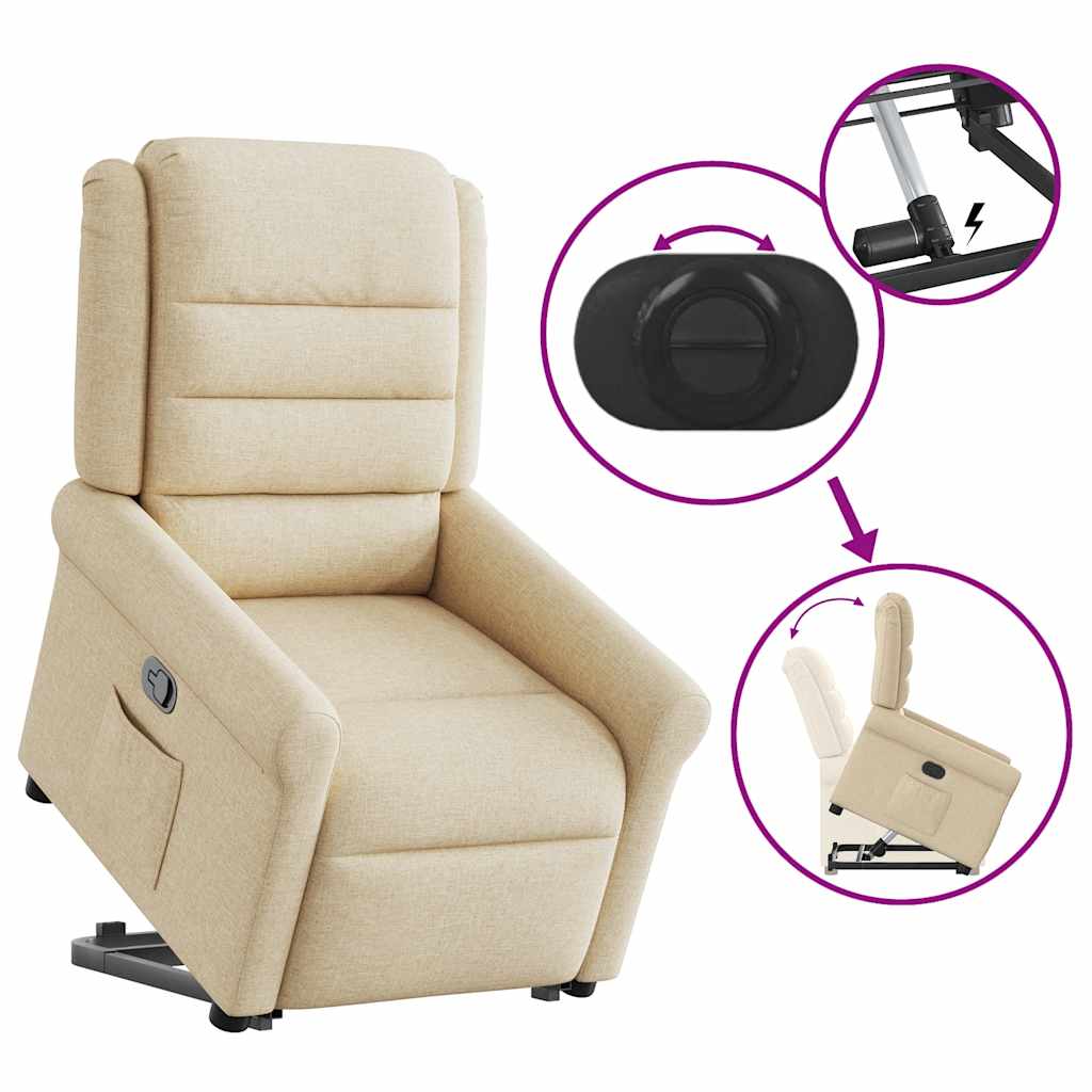 vidaXL Fauteuil relax électrique crème en tissu