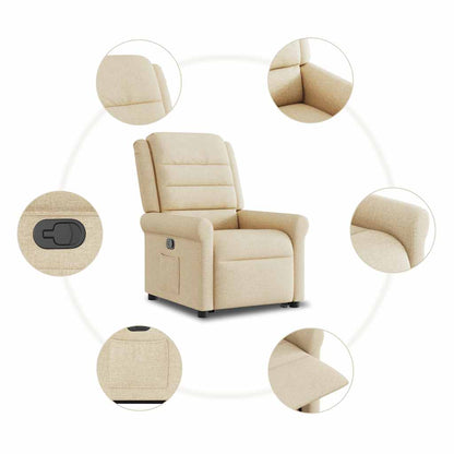 vidaXL Fauteuil relax électrique crème en tissu