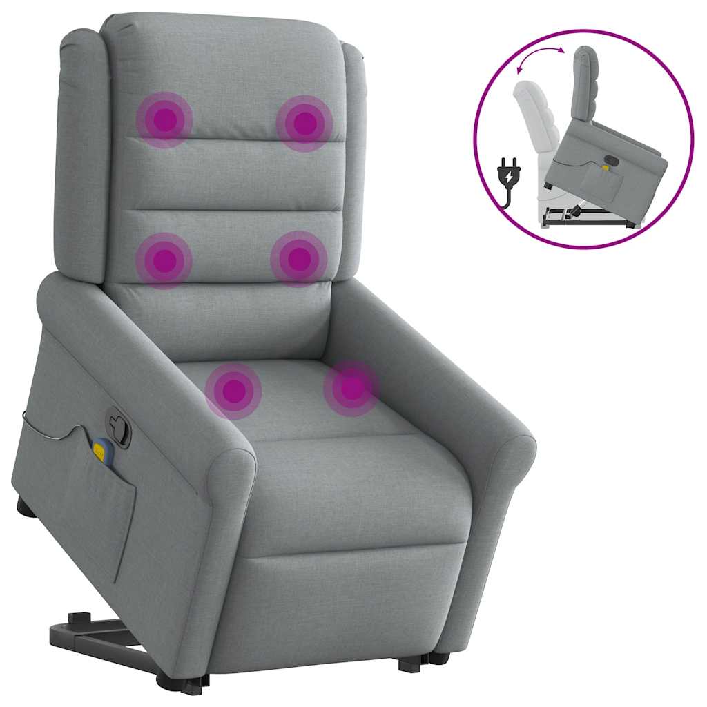 vidaXL Fauteuil de massage releveur gris clair en tissu