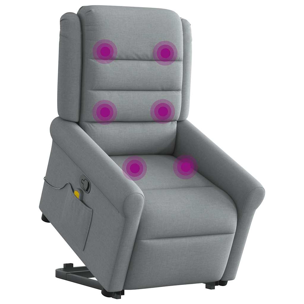 vidaXL Fauteuil de massage releveur gris clair en tissu