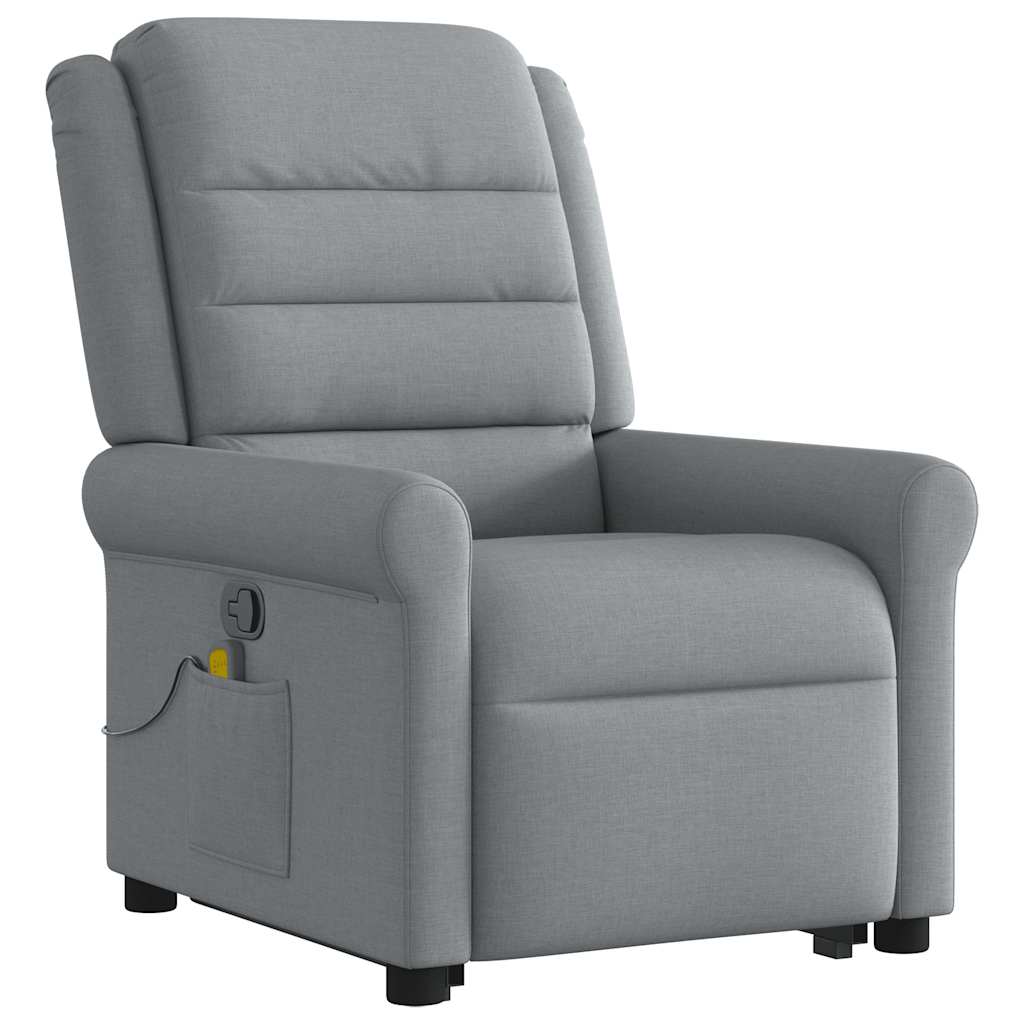 vidaXL Fauteuil de massage releveur gris clair en tissu