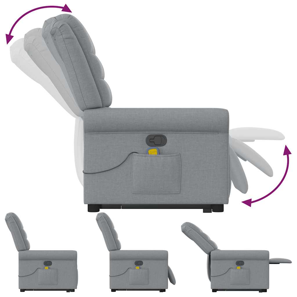 vidaXL Fauteuil de massage releveur gris clair en tissu