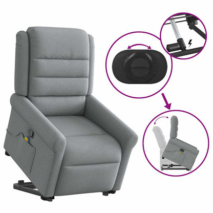 vidaXL Fauteuil de massage releveur gris clair en tissu