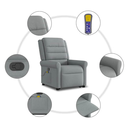 vidaXL Fauteuil de massage releveur gris clair en tissu